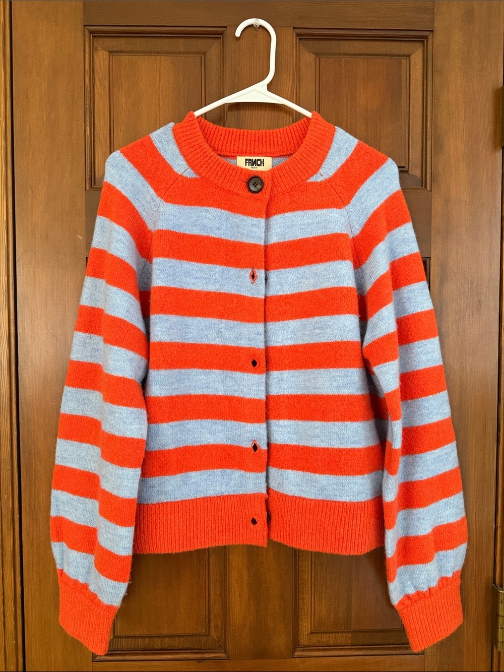 Frnch Paris Orange and Light Blue Striped Cardigan